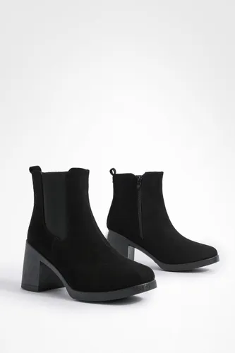 Womens Low Heel Chelsea Boots - Black - 4, Black