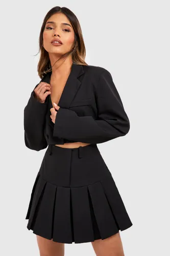 Womens Low Rise Pleated Mini Skirt - Black - 8, Black