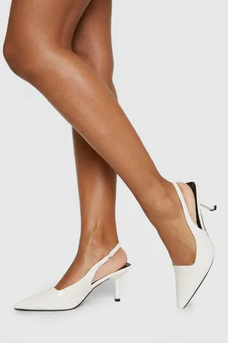 Womens Low Stiletto Slingback Court Shoe - Cream - 5, Cream