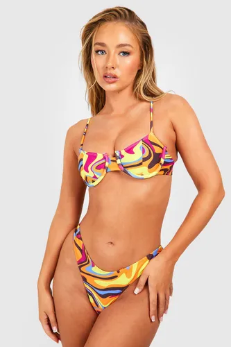 Womens Marble Underwired Bikini Top - Multi - 6, Multi