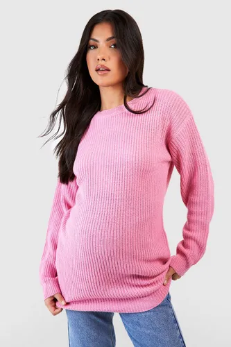 Womens Maternity Crew Neck Jumper - Pink - S, Pink