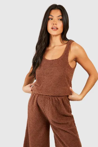 Womens Maternity Fluffy Borg Loungewear Vest - Brown - 10, Brown