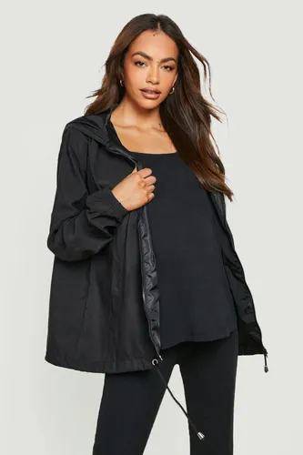 Womens Maternity Hooded Windbreaker Jacket - Black - 8, Black