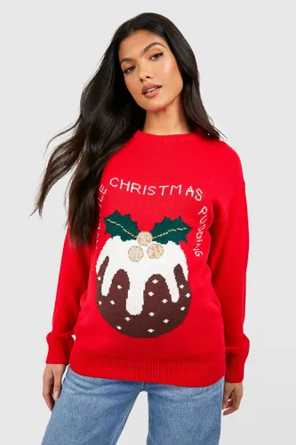 Womens Maternity My Christmas Pudding Jumper - Red - 12, Red