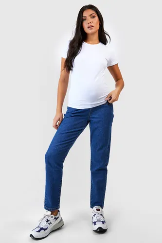 Womens Maternity Over Bump Mom Jeans - Blue - 12, Blue