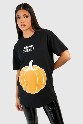 Womens Maternity 'Pumpkin Smuggler' Halloween T-Shirt - Black - S, Black