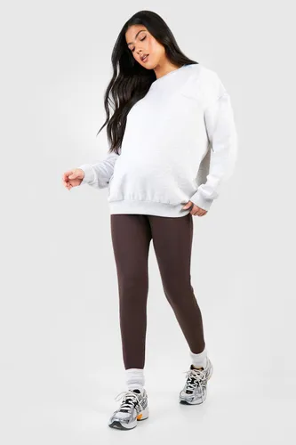 Womens Maternity Rib Basic Leggings - Brown - 10, Brown