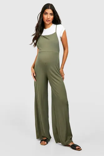 Womens Maternity Rib Dungaree Jumpsuit - Green - 16, Green