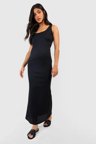 Womens Maternity Rib Scoop Neck Maxi Dress - Black - 12, Black