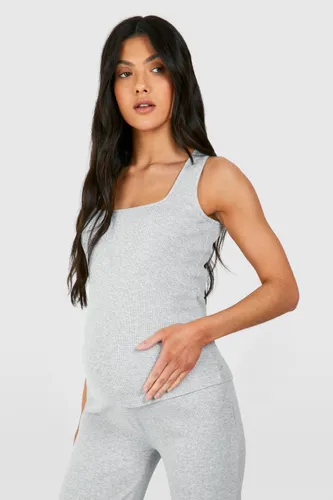 Womens Maternity Ribbed Square Neck Vest Top - Grey - 8, Grey