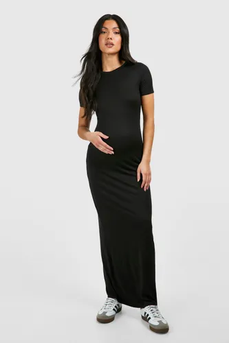 Womens Maternity Short Sleeve Supersoft Bodycon Maxi Dress - Black - 10, Black