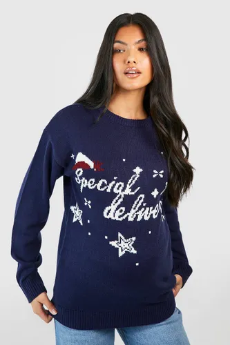 Womens Maternity Special Delivery Christmas Jumper - Navy - 8, Navy