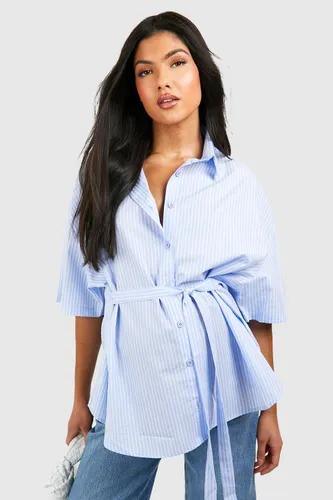 Womens Maternity Tie Detail Stripe Shirt - Blue - 16, Blue