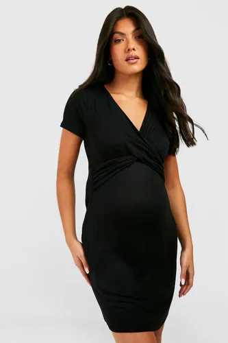 Womens Maternity Wrap Front Nursing Nightie - Black - 10, Black