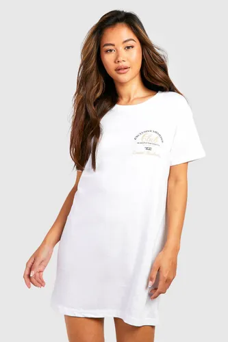 Womens Members Club Oversized T-Shirt Dress - White - 8, White