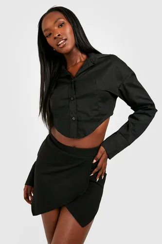Womens Micro Mini Wrap Skirt - Black - 6, Black