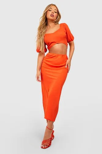 Womens Midaxi Skirt - Orange - 8, Orange