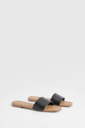 Womens Minimal Mule Sandals - Black - 3, Black