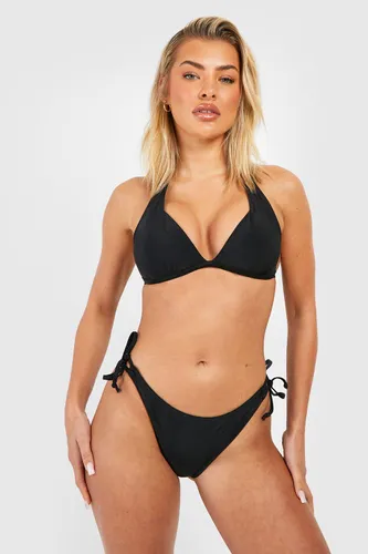 Womens Moulded Push Up Triangle Bikini Set - Black - 8, Black