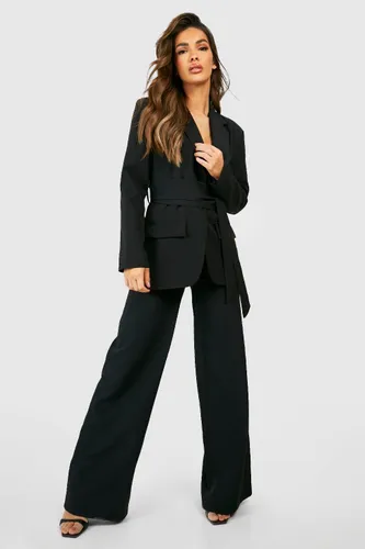 Womens Obi Tie Waist Fitted Tailored Blazer - Black - 14, Black