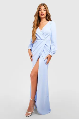 Womens Off The Shoulder Wrap Maxi Dress - Blue - 8, Blue