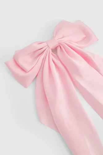 Womens Oversized Baby Pink Satin Bow Hair Clip - One Size, Pink