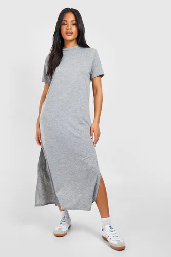 Womens Oversized Cotton Midi T-Shirt Dress - Grey - 12, Grey