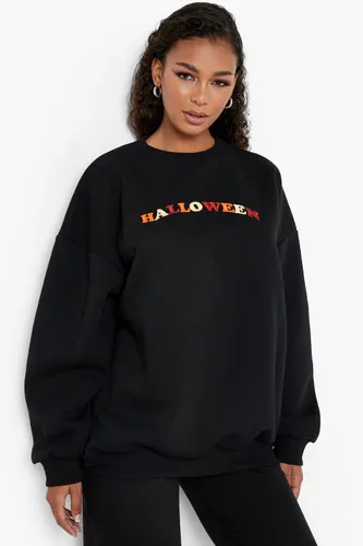 Womens Oversized Halloween Embroidered Jumper - Black - S, Black