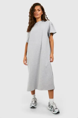 Womens Oversized Midaxi T-Shirt Dress - Grey - 10, Grey