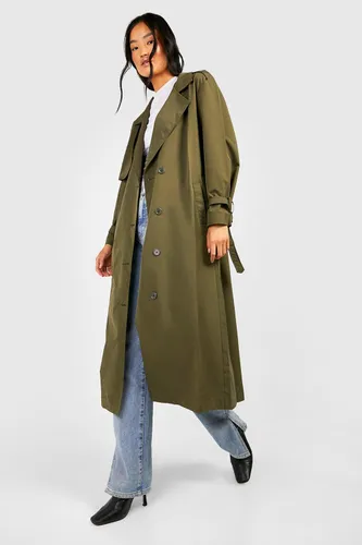 Womens Oversized Midaxi Trench Coat - Green - 8, Green
