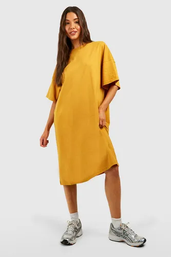 Womens Oversized Midi T-Shirt Dress - Yellow - 10, Yellow