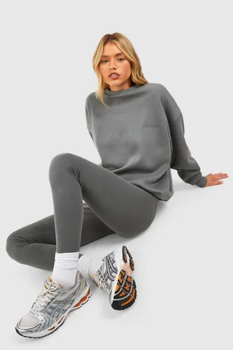 Womens Oversized Sweatshirt And Legging Tracksuit - Grey - S, Grey