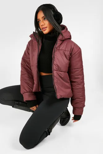 Womens Oversized Toggle Detail Puffer Jacket - Red - 8, Red