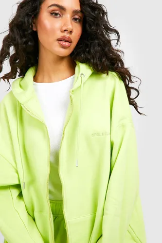 Womens Oversized Zip Through Hoodie - Green - Xs, Green
