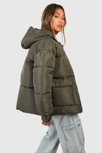 Womens Padded Hooded Parka - Green - 8, Green