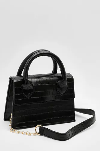 Womens Patent Croc Crossbody Bag - Black - One Size, Black