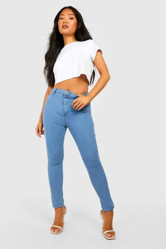 Womens Petite Basic High Waisted Skinny Jeans - Blue - 16, Blue