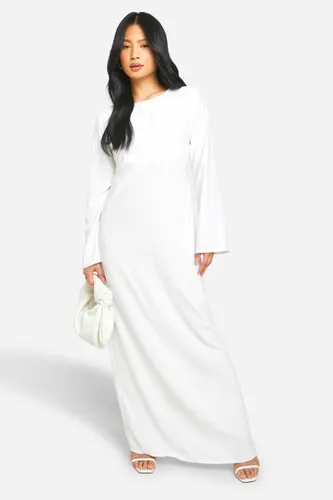 Womens Petite Bow Detail Open Back Maxi Dress - White - 6, White