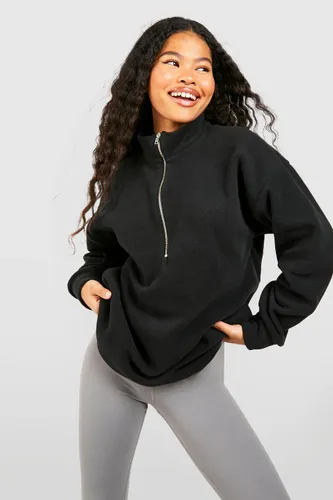 Womens Petite Fleece Half Zip Sweatshirt - Black - Xl, Black