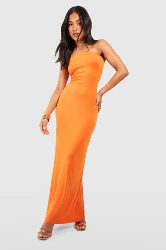 Womens Petite Jersey Bandeau Maxi Dress - Orange - 12, Orange