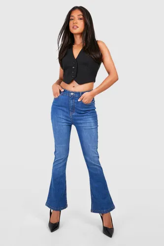 Womens Petite Mid Blue High Waist Skinny Flared Jeans 26" - 6, Blue