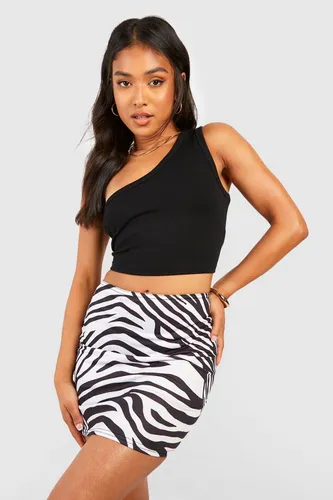 Womens Petite Multi Zebra Printed Mini Skirt - Cream - 10, Cream