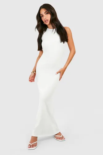 Womens Petite Open Back Textured Maxi Dress - White - 6, White