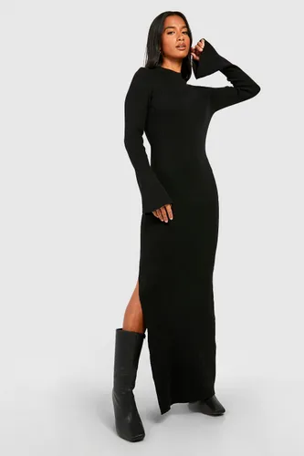 Womens Petite Premium Rib Knit Maxi Dress - Black - S, Black