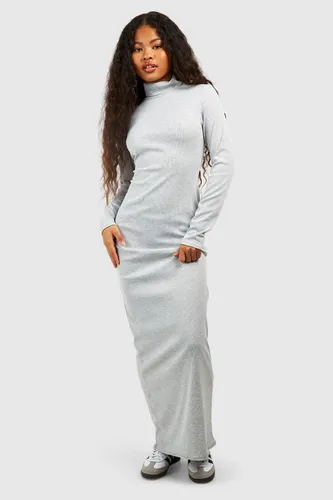 Womens Petite Roll Neck Long Sleeve Maxi Dress - Grey - 14, Grey