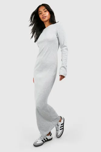 Womens Petite Round Neck Long Sleeve Maxi Dress - Grey - 8, Grey