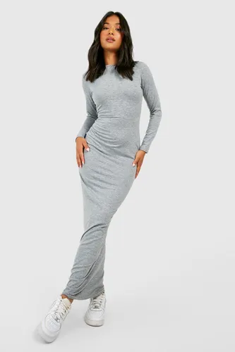 Womens Petite Scoop Neck Long Sleeve Maxi Dress - Grey - 12, Grey