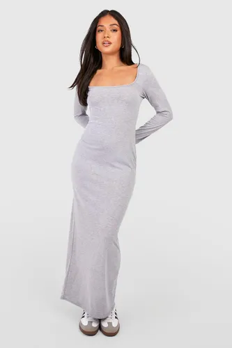 Womens Petite Square Neck Long Sleeve Maxi Dress - Grey - 6, Grey