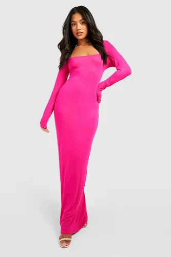 Womens Petite Square Neck Long Sleeve Maxi Dress - Pink - 8, Pink