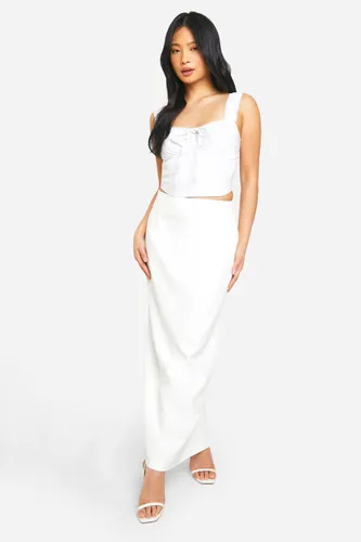 Womens Petite Tailored Column Maxi Skirt - White - 6, White